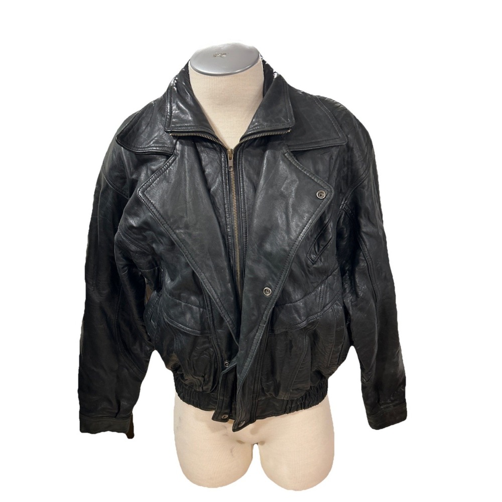 Verducci mens Leather motorcycle Jacket Medium Black